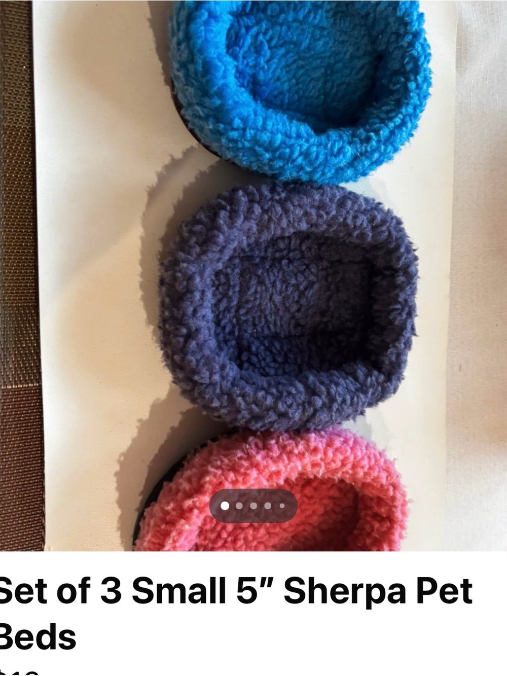 Set of 3 Small Pet Beds in Blue, Purple and Pink